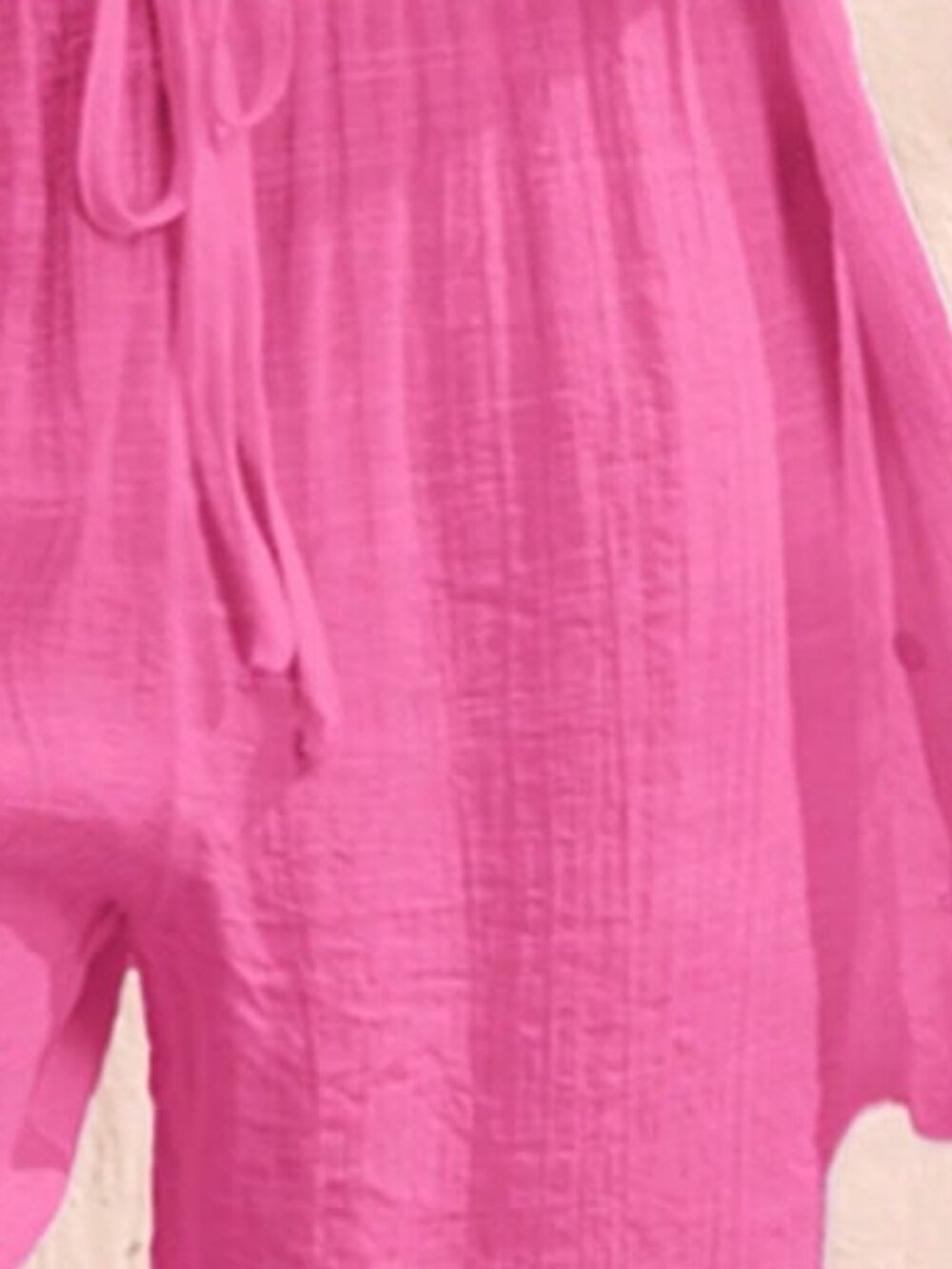 Hot Pink Women's Beach Tie-Up Wide Leg Pants - Picture 5 of 5